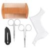 Transparent Beard Shaping Template Comb Scissors Set, Beard Grooming Styling Kit, Double Sided Comb with Fine and Thick Teeth, Stainless Steel Scissors for Cheek Line Neck view 4