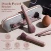 BS-MALL 14 Pcs Makeup Brushes Set with 1 Pcs Makeup Sponge Essential Foundation Powder Concealers, Eye Shadows, Blush Makeup Brushes with Travel Makeup Case (Brown) view 4