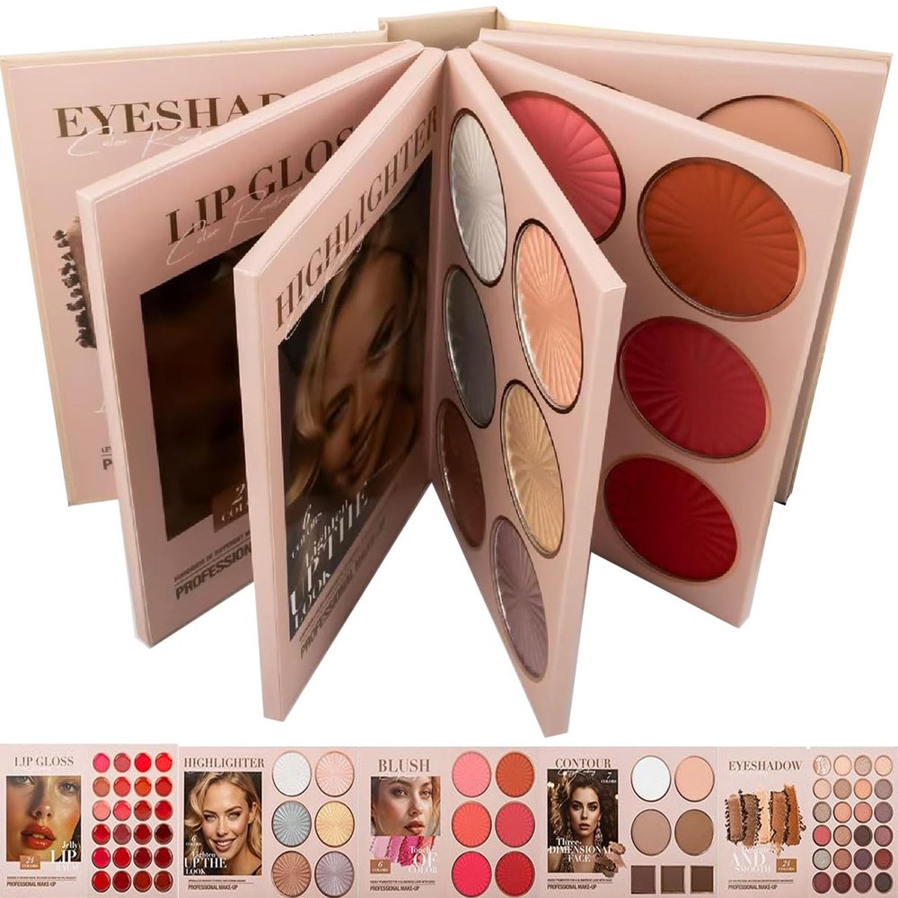 5 Layer Makeup Book Palette - 67 Pro Color Makeup Book Palette, Eyeshadow & Highlighter & Blush & Contouring, All In One Makeup Palette, Highly Pigmented Long Lasting Make Up Pallet (1 Set)