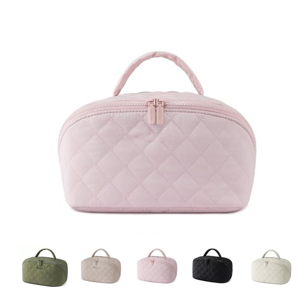 Apptmant Handbag for Women's Bag, Petition Makeup Bag, Travel Bag, Petition Makeup Bag, For Toiletries & Brushes Large Capacity With Compartments (PINK)