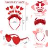 FASOTY Valentines Day Heart Headbands for Women, Sequins Headband and Heart Sunglasses, Sparkly Hair Accessories for Valentine's Party, Bachelorette, Holiday & Photo Props view 3