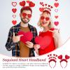 FASOTY Valentines Day Heart Headbands for Women, Sequins Headband and Heart Sunglasses, Sparkly Hair Accessories for Valentine's Party, Bachelorette, Holiday & Photo Props view 4