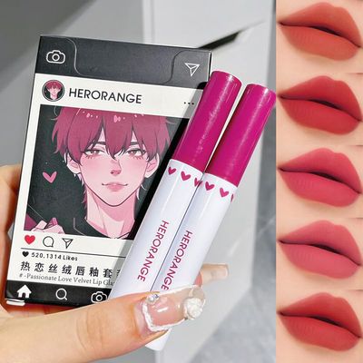 Five-Piece Lip Gloss Set, Matte and Glossy Lipstick, Illustration Series Gift Box, Lip Mud Collection (Matte)