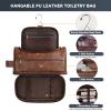Toiletry Bag for Men,Large Leather Travel Pouch Bag with Hanging hook view 3
