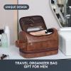 Toiletry Bag for Men,Large Leather Travel Pouch Bag with Hanging hook view 4