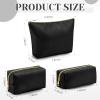 Kigeli 3 Pcs Nylon Makeup Bag Set for Women Aesthetic Cosmetic Bag with Interior Pocketes Preppy Cute Purse Pouch Makeup Brushes Storage Organizer for Travel(Black) view 3