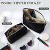 Kigeli 3 Pcs Nylon Makeup Bag Set for Women Aesthetic Cosmetic Bag with Interior Pocketes Preppy Cute Purse Pouch Makeup Brushes Storage Organizer for Travel(Black) view 4