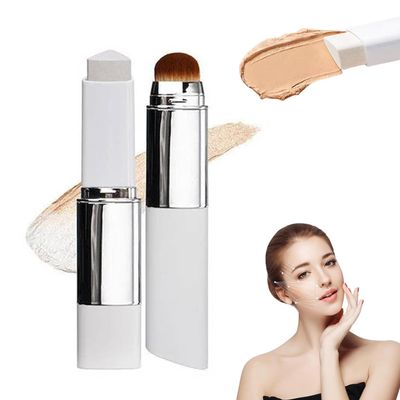 2026 New Double-Headed Foundation Stick, Lightweight Color-Changing Formula with Microfine Soft Bristle Brush, Cream Concealer Makeup (Dark Skin)