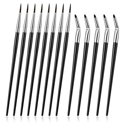 13 Pcs Thin Eyeliner Brush, 5Pcs Fine Point and 8Pcs Bent Eyeliner Brushes Portable Precision Gel Eye Liner Brush for Women