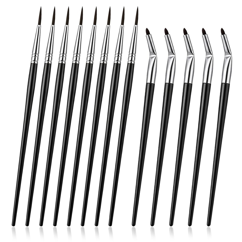 13 Pcs Thin Eyeliner Brush, 5Pcs Fine Point and 8Pcs Bent Eyeliner Brushes Portable Precision Gel Eye Liner Brush for Women