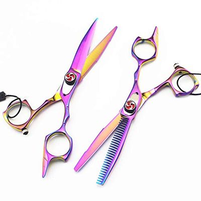 5. inch 440c Steel Rainbow Hair Scissors Cutting Salon Barber thinning Shears Hairdressing Set