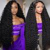 Lemeiily 26 Inch Deep Wave Lace Front Wigs Human Hair 13x6 HD Transparent Lace Frontal Wigs Human Hair 200 Density Deep Curly Wig for Women Pre Plucked With Baby Hair view 1