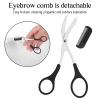 2PCS Eyebrow Trimmer Scissors Eyebrow Scissors with Comb Professional Travel Size Eye Brow Scissor Accessories Non-slip Ergonomic Handle, Stainless Steel Precision Grooming Tool for Men and Women view 3