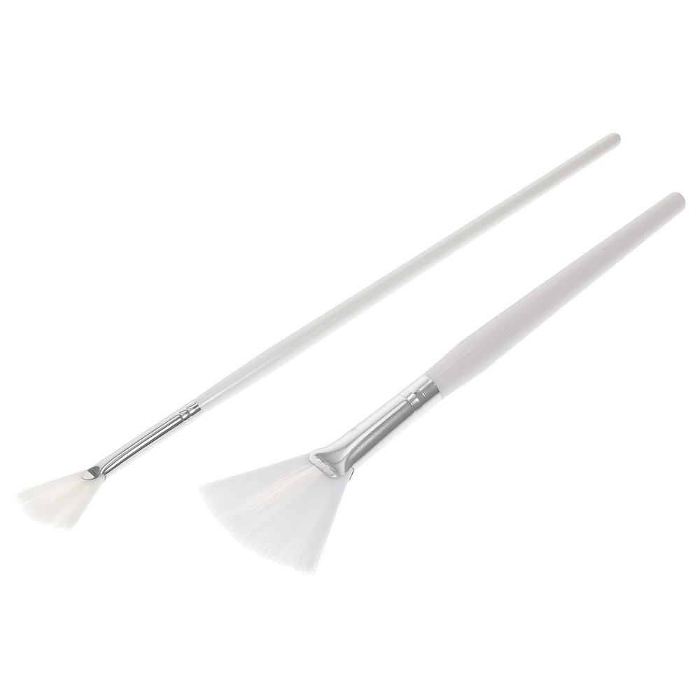 Beatifufu 2pcs Fan Facial Mask Applicator Brush with Long Handle Soft Fibers Face Brush for Precise and Broad Area Application Easy to Clean Cosmetic Tools for Skincare and Exfoliation