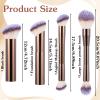 4 Pcs Face Makeup Brushes Double-ended Kabuki Contour Brush Soft Foundation Makeup Brush for Liquid Concealer Cream Cosmetics Blending Blush(Coffee) view 2