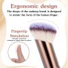 4 Pcs Face Makeup Brushes Double-ended Kabuki Contour Brush Soft Foundation Makeup Brush for Liquid Concealer Cream Cosmetics Blending Blush(Coffee) view 3