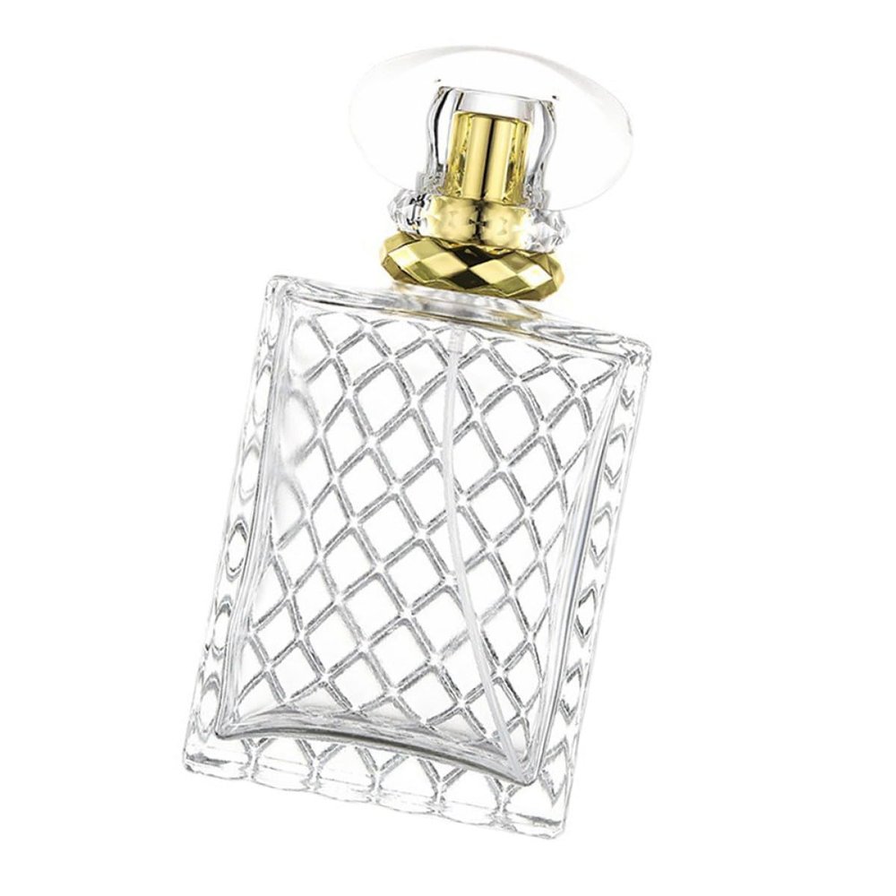 SEWACC Glass Square Perfume Bottle Refillable Cosmetic Spray Container with Fine Mist Sprayer Atomizer for Travel Outdoor and Business Use