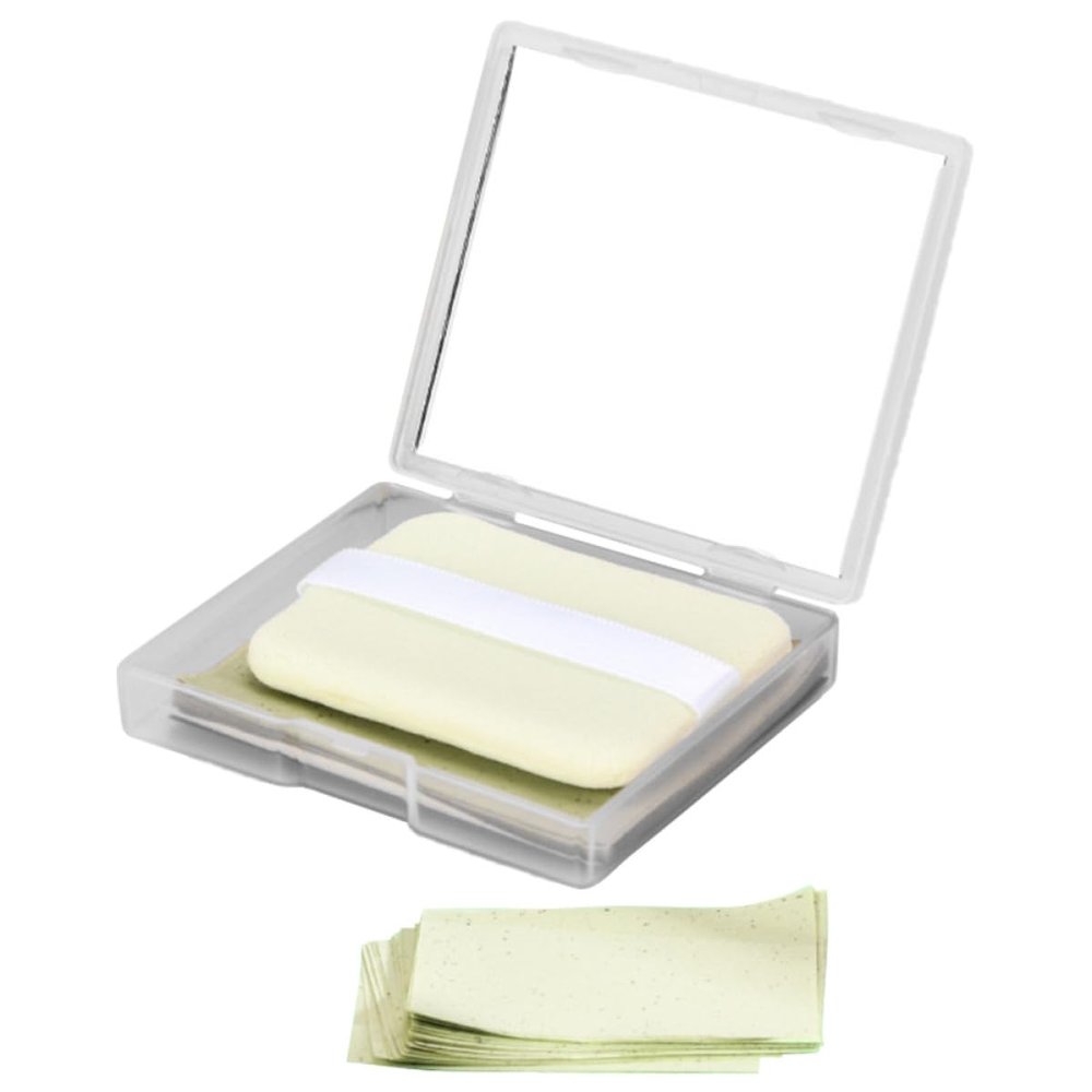 TEHAUX Oil Blotting Sheets for Face with Mirror Puff Absorbing Pads for Oily Skin to Remove Excess Shine Portable and Gentle Skin
