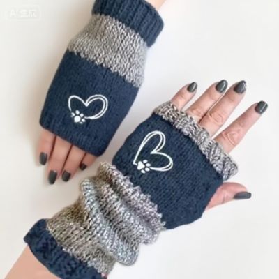 AZHOUQIBD Autumn and Winter Warm Half Finger Gloves