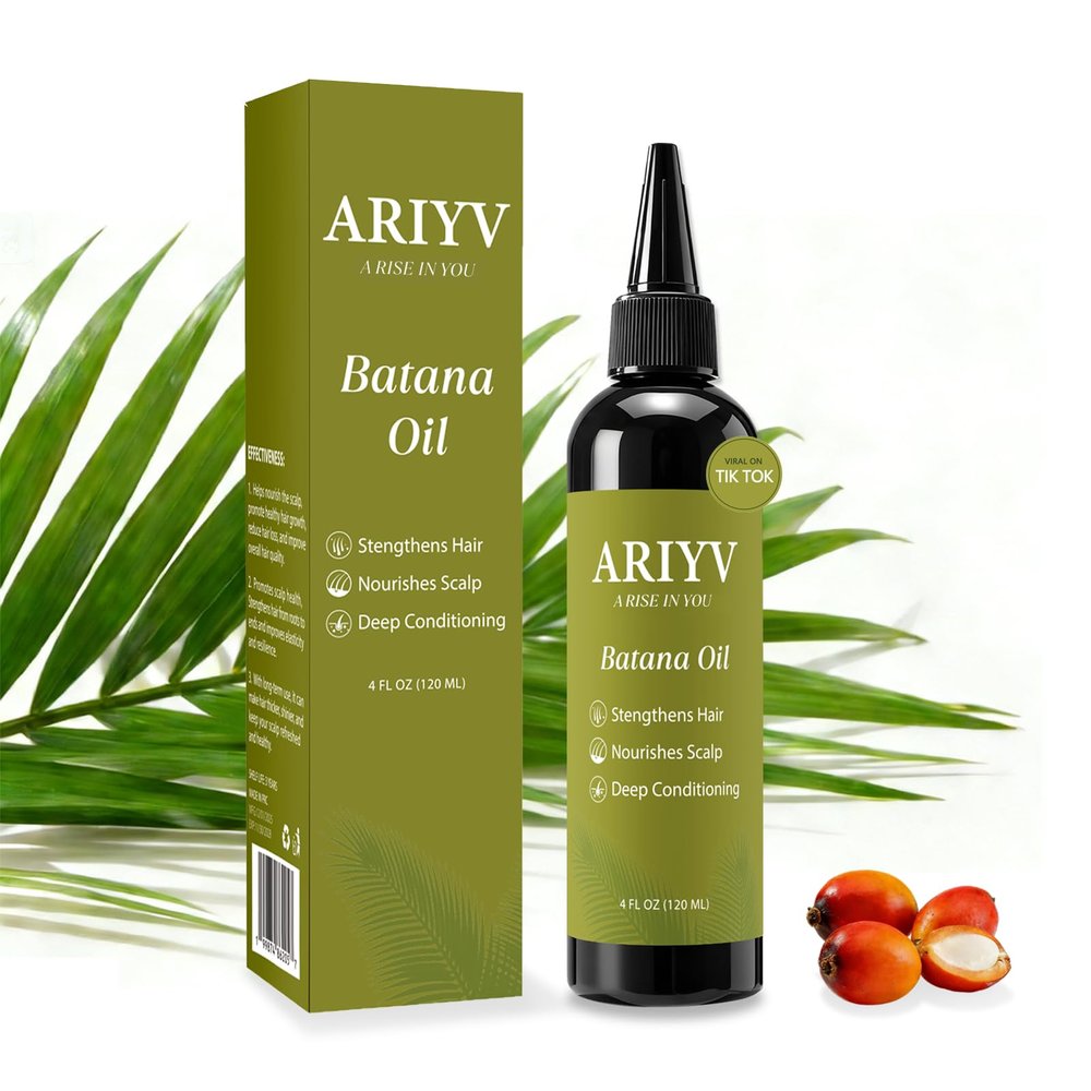 ARIYV 100% Pure Raw Batana Oil - Non-Greasy Scalp Care for Visibly Thicker-Looking Hair & Deep Moisture - Lightweight Formula for Damaged Strands, 4.06 fl oz