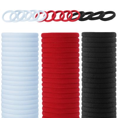100PCS Black Hair Ties for Women Girls, Seamless Thick Red Hair Band, Elastic Hair Ties No Damage Ponytail Holder (3-color 100pcs)