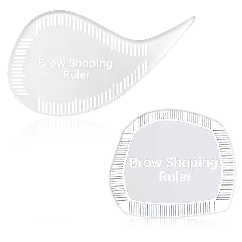 2-Piece Teardrop Eyebrow Mapping Ruler, Acrylic 2-in-1 Brow Stencil & Eyeliner Guide Tool for Microblading, Permanent Makeup & Daily Use for Professionals & Beginners