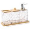 Bathroom Soap Dispenser Toothbrush Holder Cotton Swab Tray Toiletry Set view 1