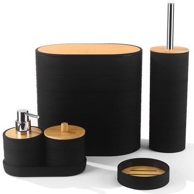 Bathroom Set Flip Bin Soap Dispenser Cotton Swab Box Toothbrush Holder