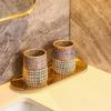 Ceramic Couple Toothbrush Cup With Handle Vintage Texture Gargle view 3