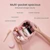 2026 Travel Makeup Bag, Travel Makeup Bag Organizer, Wide Open Lay-Flat Water-Resistant Large Cosmetic Case, Puffy Padded Organizer for Toiletries & Brushes Large Capacity with Compartments (Pink) view 3