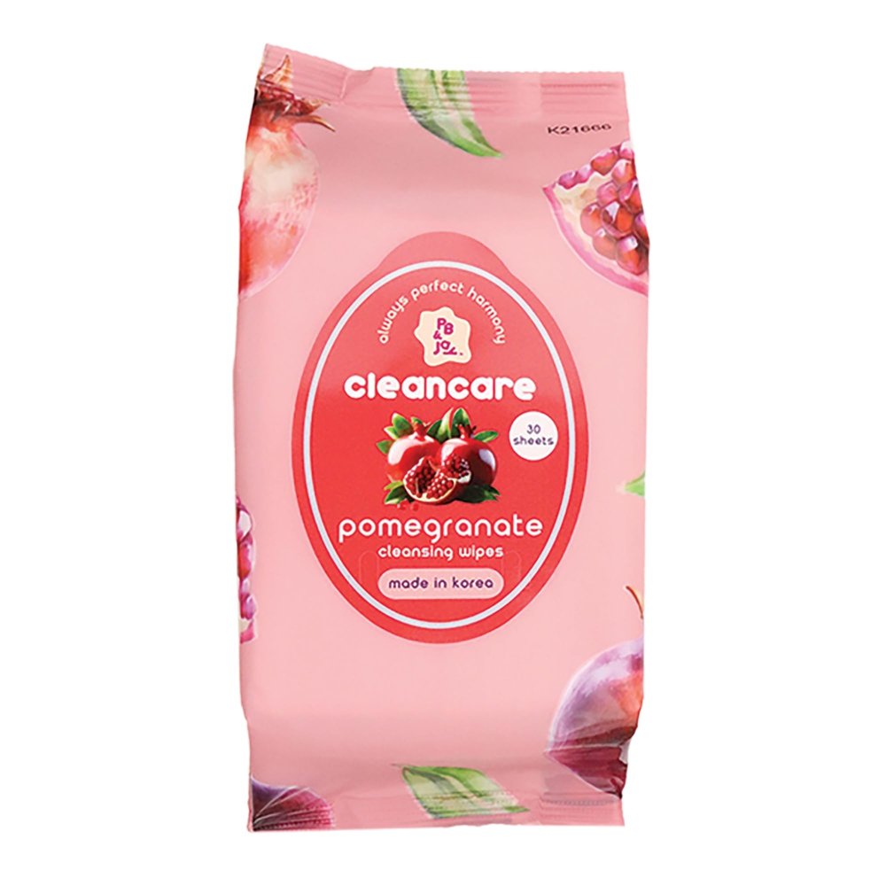 PB & JAY Cleancare Cleansing Wipes  30 Count  Makeup Remover for Revitalized, Smooth Skin  Hydrating Korean Face Wipes for Sensitive Skin (Pomegranate)