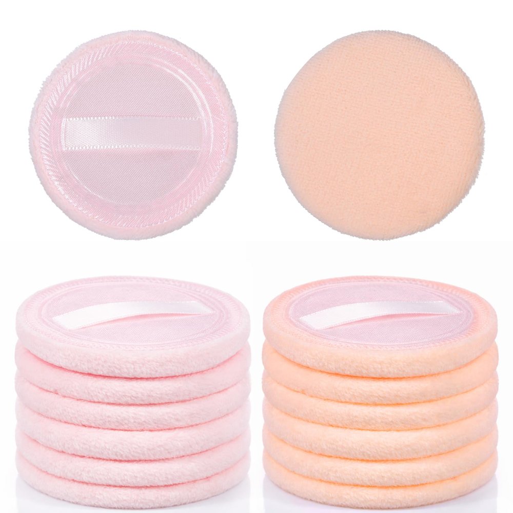 12 PCS Face Makeup Sponge, 2 Colors Round Makeup Sponges 2.3 Inch Cotton Pressed Makeups Pads Velour Puffs for Cosmetic for Men Women Faces Body Foundation Supplies