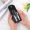 7 Pcs Travel Manicure Set Nail Clipper Set Gifts for Men & Women Fingernail Grooming Kit, Travel Clipper Kit with Nail Care Tools Beauty Scissors Tweezers PU Black Leather Pouch view 3