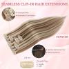 SEGOHAIR Clip in Short Hair Extensions Real Human Hair 5 Pcs 7 Clips Remy Soft Seamless Hair Pieces for Women Thinning Hair Volume Highlights 14 Inch #6P613R Light Brown & Bleach Blonde view 3
