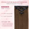 SEGOHAIR Clip in Short Hair Extensions Real Human Hair 5 Pcs 7 Clips Remy Soft Seamless Hair Pieces for Women Thinning Hair Volume Highlights 14 Inch #04 Medium Brown view 2