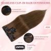 SEGOHAIR Clip in Short Hair Extensions Real Human Hair 5 Pcs 7 Clips Remy Soft Seamless Hair Pieces for Women Thinning Hair Volume Highlights 14 Inch #04 Medium Brown view 3