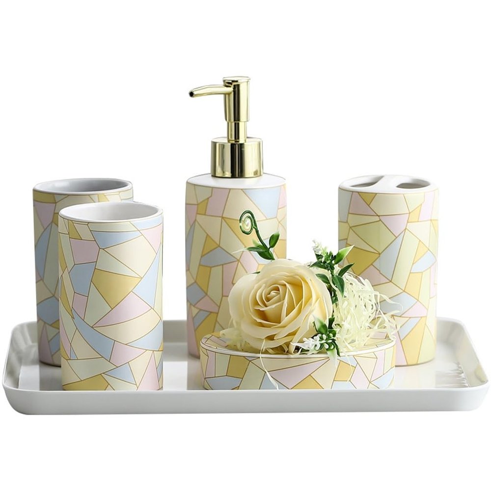 Bathroom Kit Supplies Ceramic Mouthwash Cup Toothbrush Holder Emulsion Bottle