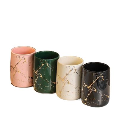 Bathroom Cup Ceramic Toothbrush Marble Stemless Mouthwash