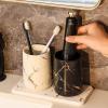 Bathroom Cup Ceramic Toothbrush Marble Stemless Mouthwash view 3