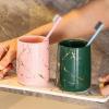 Bathroom Cup Ceramic Toothbrush Marble Stemless Mouthwash view 4