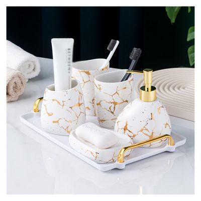 Bathroom 6-piece Toiletries Set Supplies Toothbrush Cup