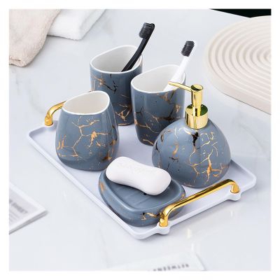 Bathroom 6-piece Toiletries Set Supplies Toothbrush Cup
