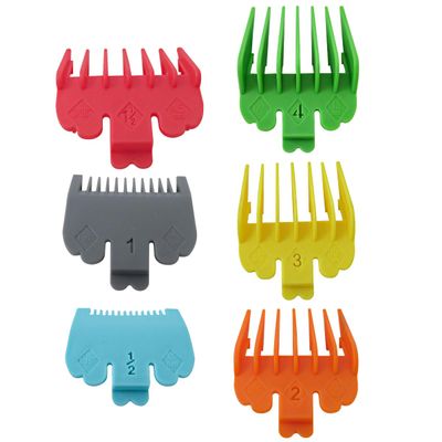 Clipper Guards Set Compatible for Most W-ahl Clippers, Clipper Guides Replacement - 1/16" to 1/2", 6 Pcs, Color Coded Color (New Version)