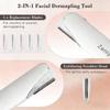 Vibration-Assisted Manual Dermaplane Razor for Women Face, Zenlynk Facial Exfoliator & Peach Fuzz Trimmer with 3 Vibration Modes, LED Light, 5 Replacement Blades & Exfoliating Scrubber, White view 4