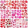 129Pcs Valentines-Day Kiss Red-Lip Tattoos -15Sheets Tattoos Temporary Stickers Red Kiss Lip Print Waterproof Fake Tattoo for Kids Women Girls Kids Face Body Valentine Gifts Party Favors Decorations view 1