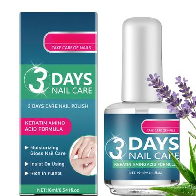 3 Days Nail Care Polish, Keratin Amino Acid Nail Oil, Moisturizing Clear Nail Care Gloss, Quick Dry Nail Conditioner for Weak Dry Nails, Natural Look Nail Care Solution, 16ML, Easy to Use