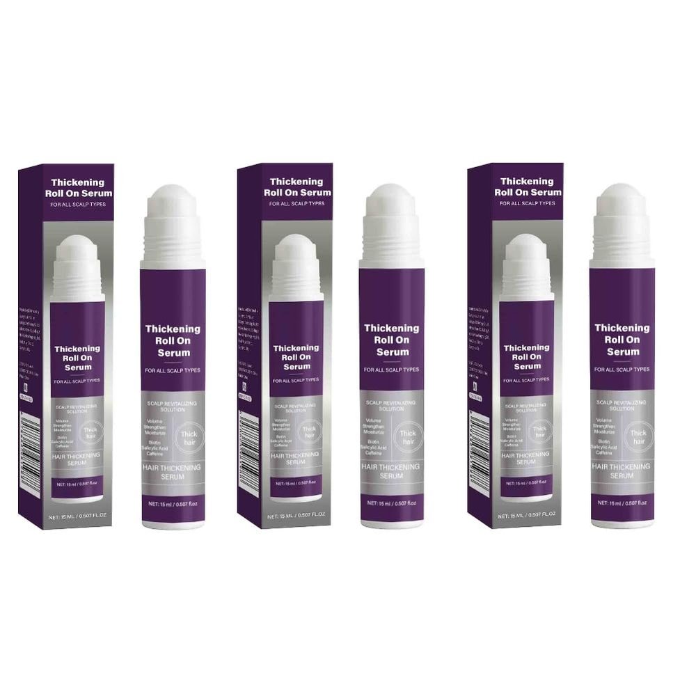 3PCS Root Thickening Hair Roll on Serum Promote Growth Nourish Scalp Activate Hair Follicle Gentle Sooth Massage Hair Essence