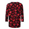 2026 Valentines 3/4 Sleeve Shirts Women Cute Love Heart Print Graphic Tunic Tops Plus Size Casual Spring Blouses Going Out New Year Holiday Vacation Teachers Graduation Resort Wear Black XXL view 2