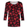 2026 Valentines 3/4 Sleeve Shirts Women Cute Love Heart Print Graphic Tunic Tops Plus Size Casual Spring Blouses Going Out New Year Holiday Vacation Teachers Graduation Resort Wear Black XXL view 3
