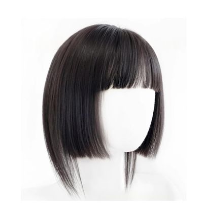 100% Human Hair Bangs Hair Clip in Bangs Fringe with Temples Hairpieces for Women Hair Bangs Extension for Daily Wear (Natural black)